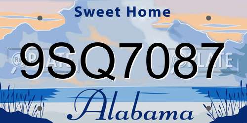 9SQ7087 Alabama License Plate