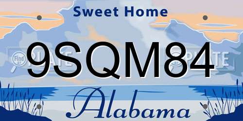 9SQM84 Alabama License Plate