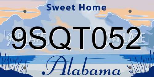 9SQT052 Alabama License Plate