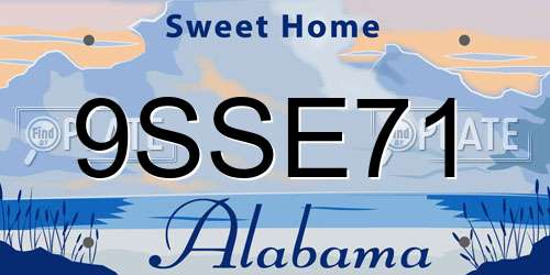 9SSE71 Alabama License Plate