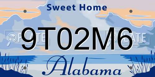 9T02M6 Alabama License Plate