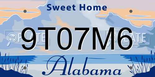 9T07M6 Alabama License Plate