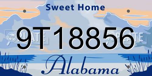 9T18856 Alabama License Plate