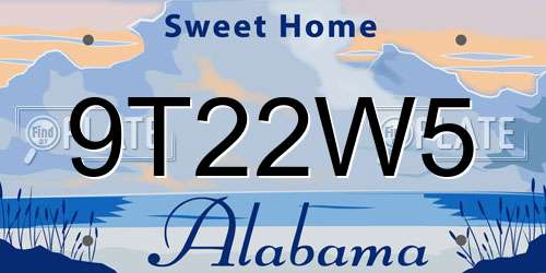 9T22W5 Alabama License Plate