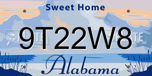 9T22W8 Alabama License Plate