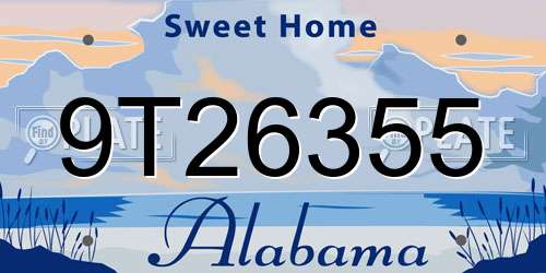 9T26355 Alabama License Plate