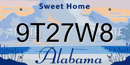 9T27W8 Alabama License Plate