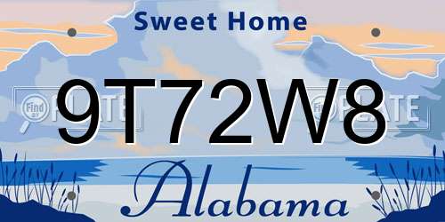 9T72W8 Alabama License Plate