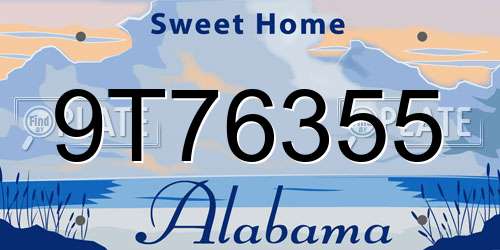 9T76355 Alabama License Plate