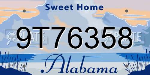 9T76358 Alabama License Plate
