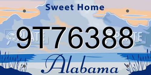 9T76388 Alabama License Plate