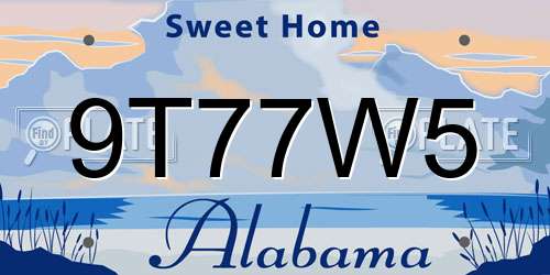 9T77W5 Alabama License Plate