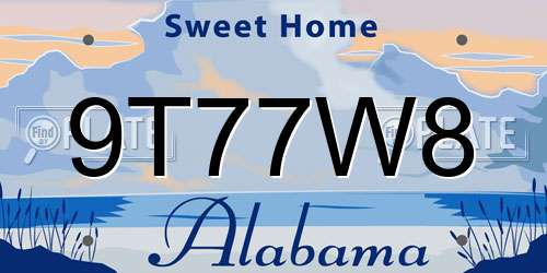 9T77W8 Alabama License Plate