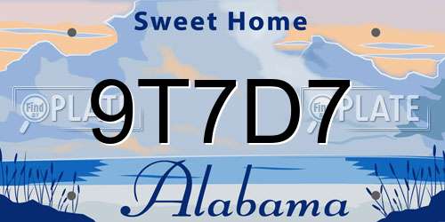 9T7D7 Alabama License Plate