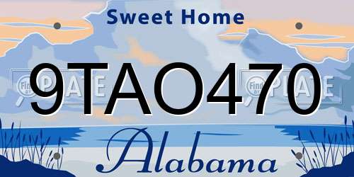 9TAO470 Alabama License Plate