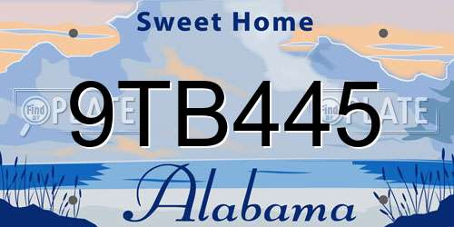 9TB445 Alabama License Plate