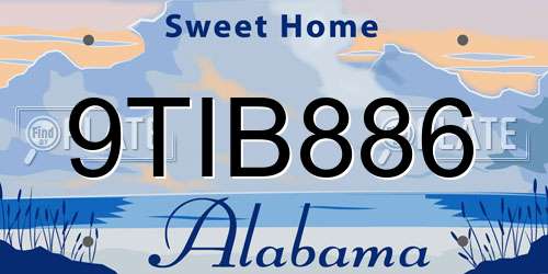 9TIB886 Alabama License Plate