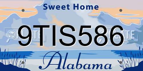 9TIS586 Alabama License Plate