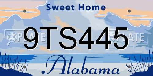 9TS445 Alabama License Plate