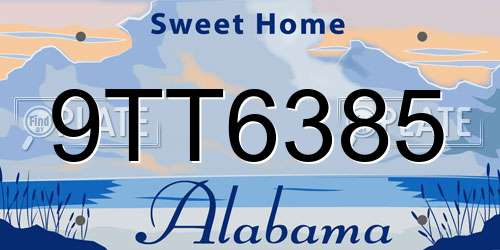 9TT6385 Alabama License Plate