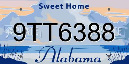 9TT6388 Alabama License Plate