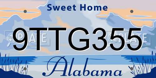 9TTG355 Alabama License Plate