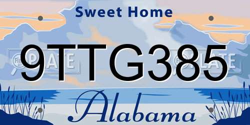 9TTG385 Alabama License Plate