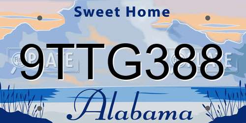 9TTG388 Alabama License Plate