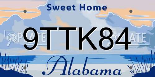 9TTK84 Alabama License Plate