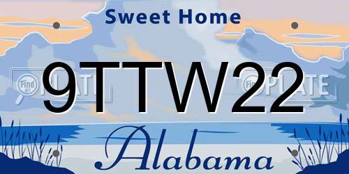 9TTW22 Alabama License Plate
