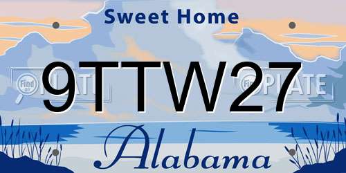 9TTW27 Alabama License Plate