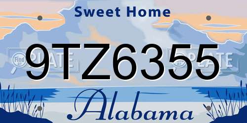 9TZ6355 Alabama License Plate