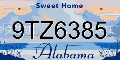 9TZ6385 Alabama License Plate