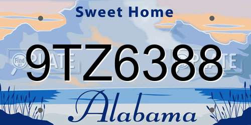 9TZ6388 Alabama License Plate