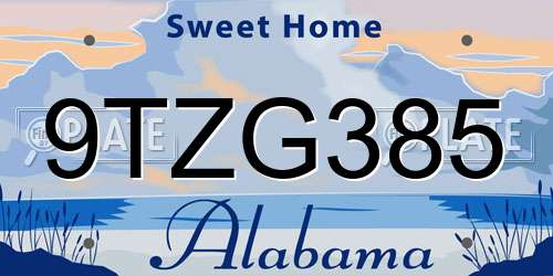 9TZG385 Alabama License Plate