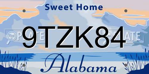 9TZK84 Alabama License Plate