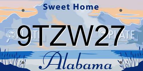 9TZW27 Alabama License Plate