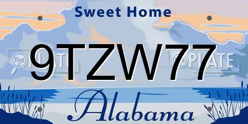 9TZW77 Alabama License Plate