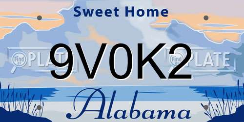 9V0K2 Alabama License Plate