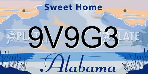 9V9G3 Alabama License Plate
