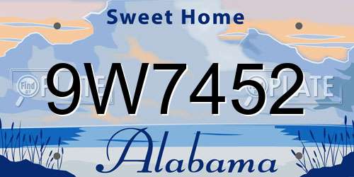 9W7452 Alabama License Plate