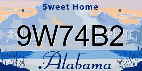 9W74B2 Alabama License Plate
