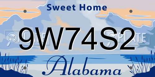 9W74S2 Alabama License Plate