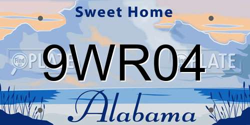 9WR04 Alabama License Plate