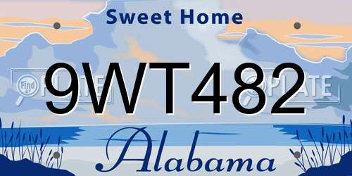 9WT482 Alabama License Plate