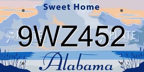 9WZ452 Alabama License Plate