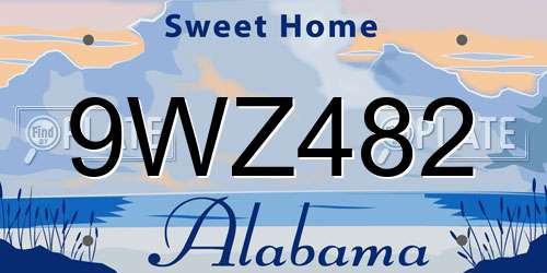 9WZ482 Alabama License Plate
