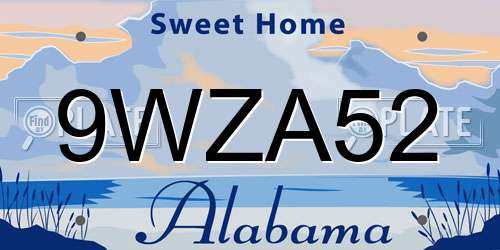 9WZA52 Alabama License Plate