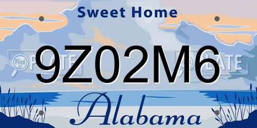 9Z02M6 Alabama License Plate