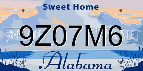9Z07M6 Alabama License Plate